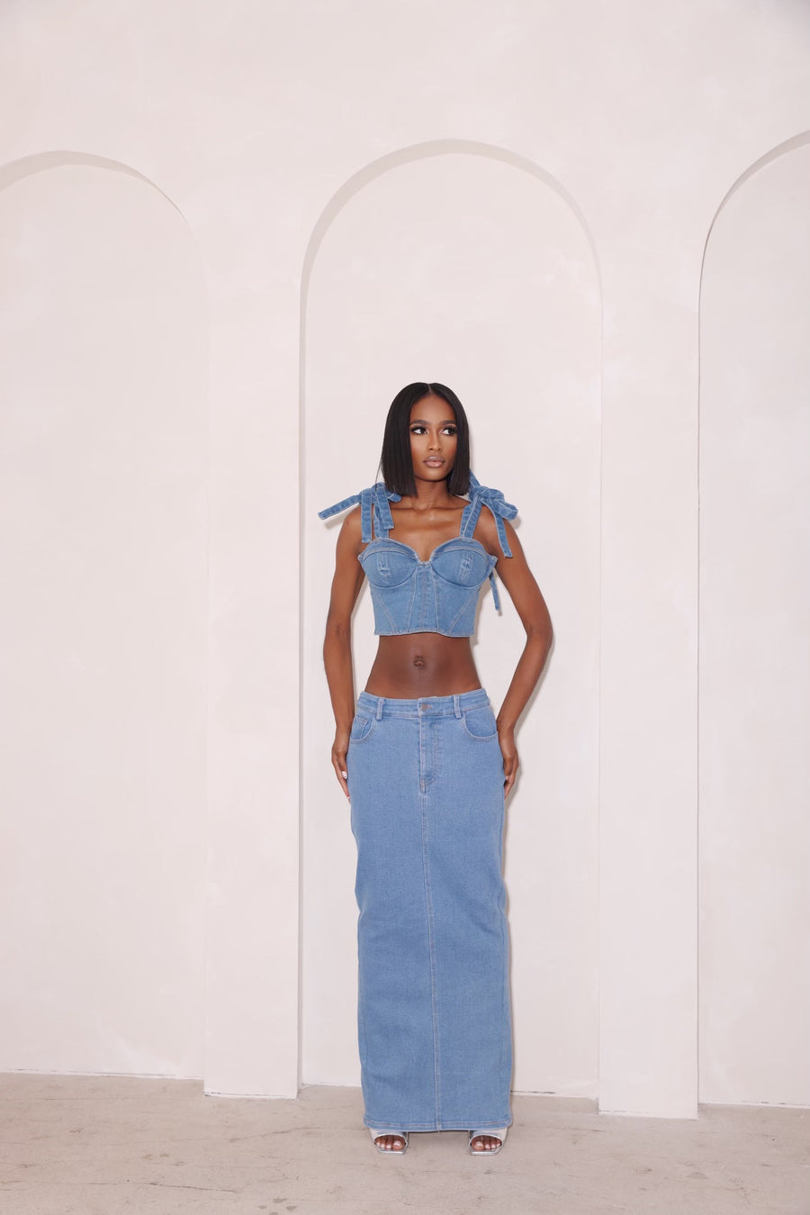 Jolie Distressed Denim Skirt - Blue – The Self Styler