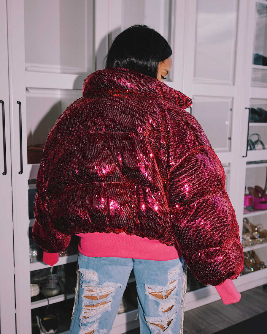 Barbie Vibes | Sequins Puffer Jacket